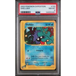PSA 8 NM-MT Shellder 129/165 Pokémon Expedition 2002 Non Holo E-Reader Graded